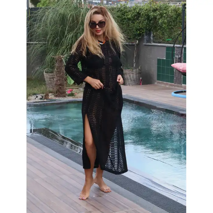 SİYAH FİLE MAKSİ ELBİSE