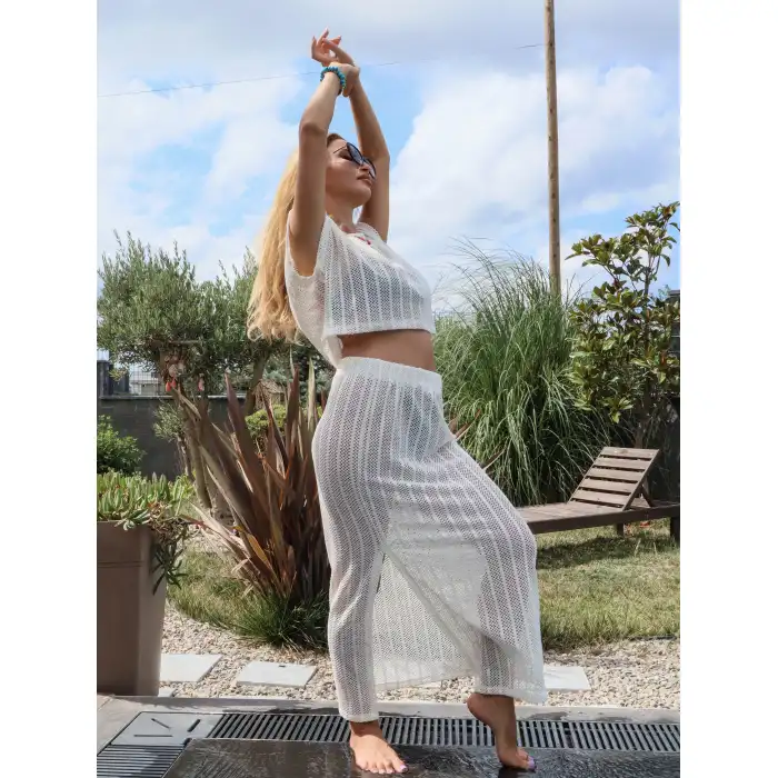 ÖRME FİLE BLUZ ETEK TAKIM