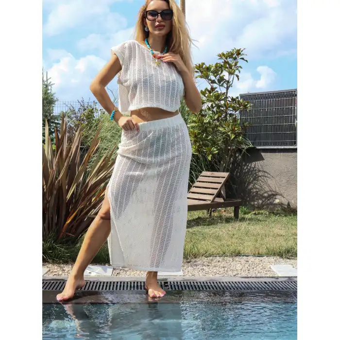 ÖRME FİLE BLUZ ETEK TAKIM