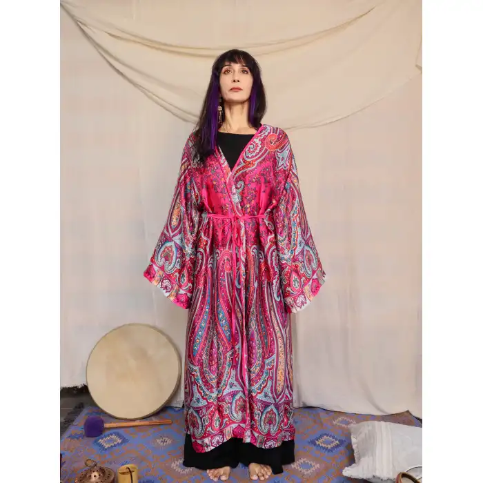 SİLKROAD HİNT İPEĞİ ŞAL DESEN KİMONO