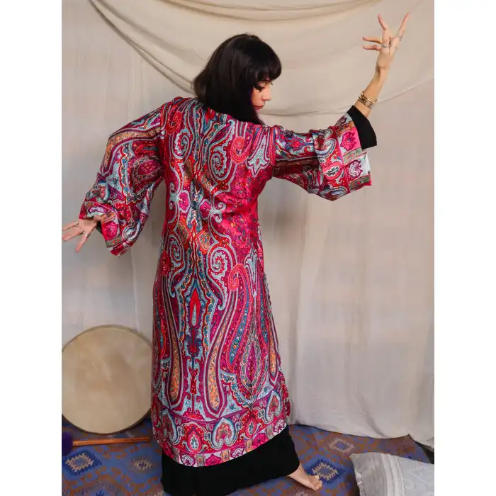 SİLKROAD HİNT İPEĞİ ŞAL DESEN KİMONO