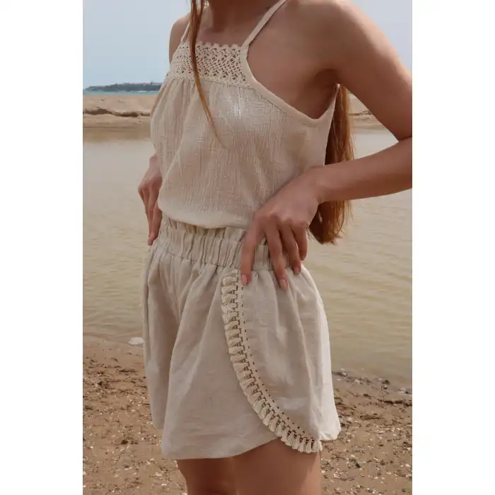 ŞİLE ASKILI BLUZ & ŞORT TAKIM