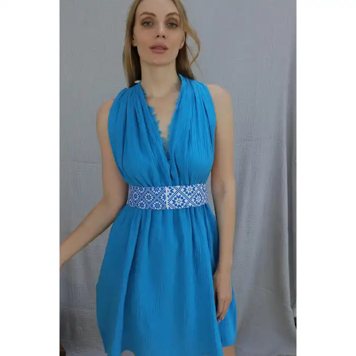 AZİZE KİLİM KEMERLİ ELBİSE / mini