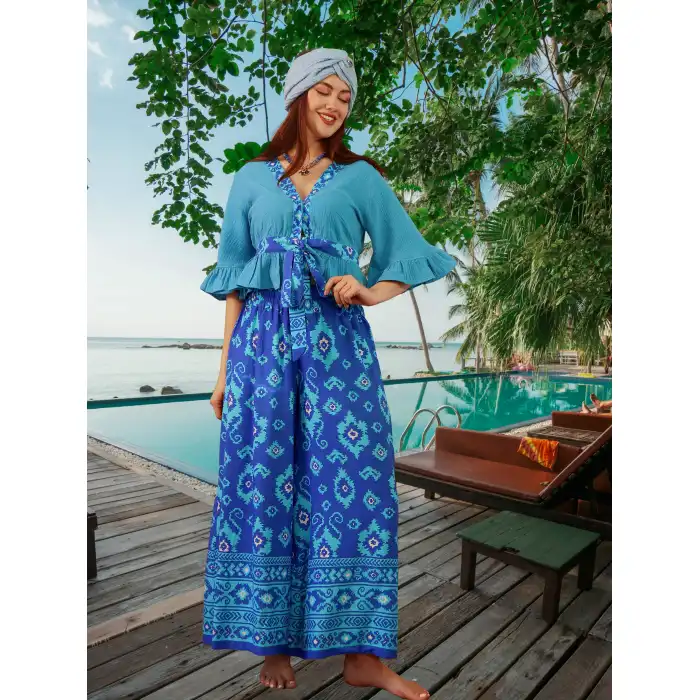 PAMİRA VİSKON PANT & BLUZ TAKIM Siyah