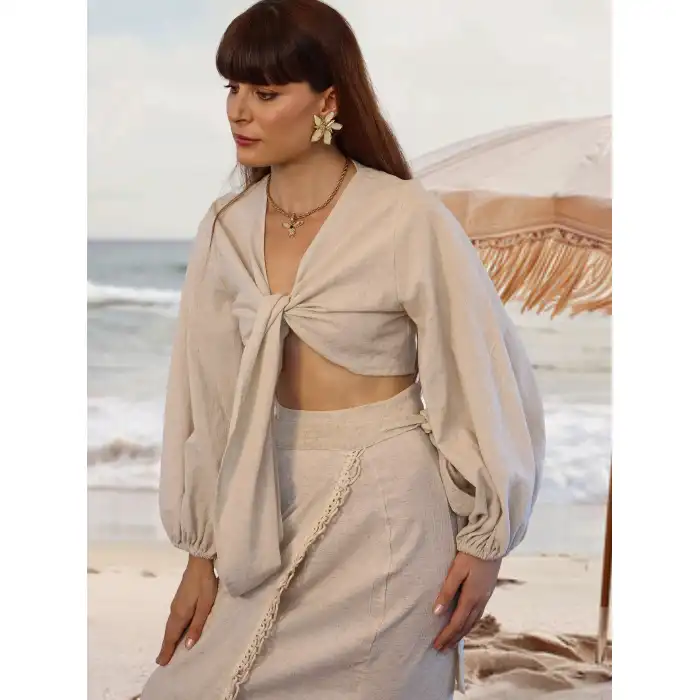 TAHİTİ BAĞLAMALI CROP & ETEK TAKIM