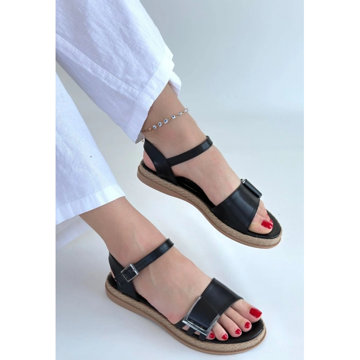 Andana Siyah Cilt Sandalet