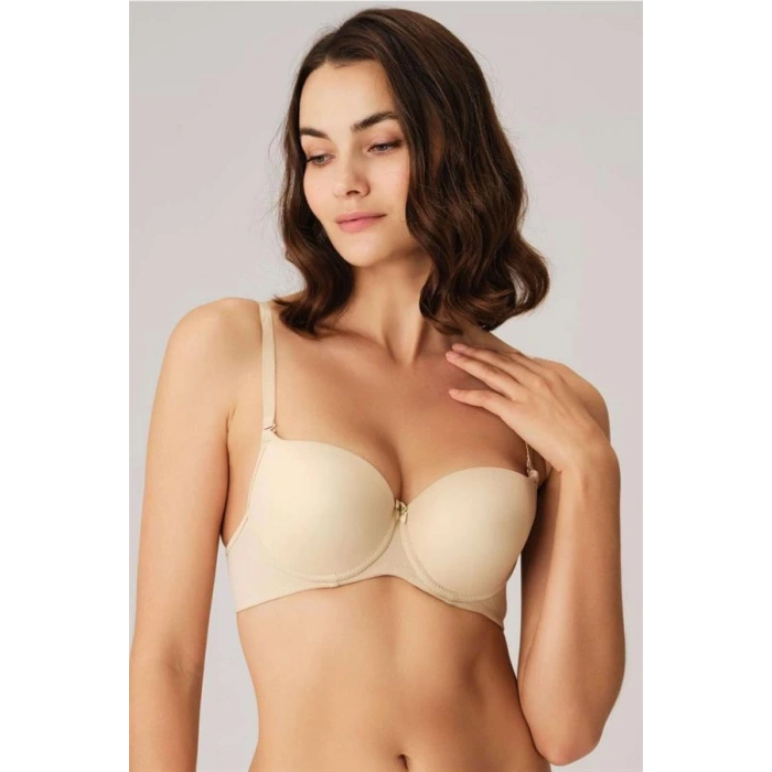 Balenli Desteksiz Dolgusuz Askıları Çıkabilen Günlük Klasik T-Shirt Sütyeni