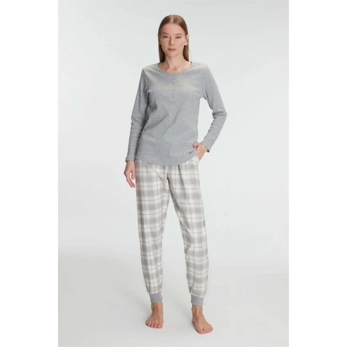 Pamuklu Uzun Kol Pijama Takımı