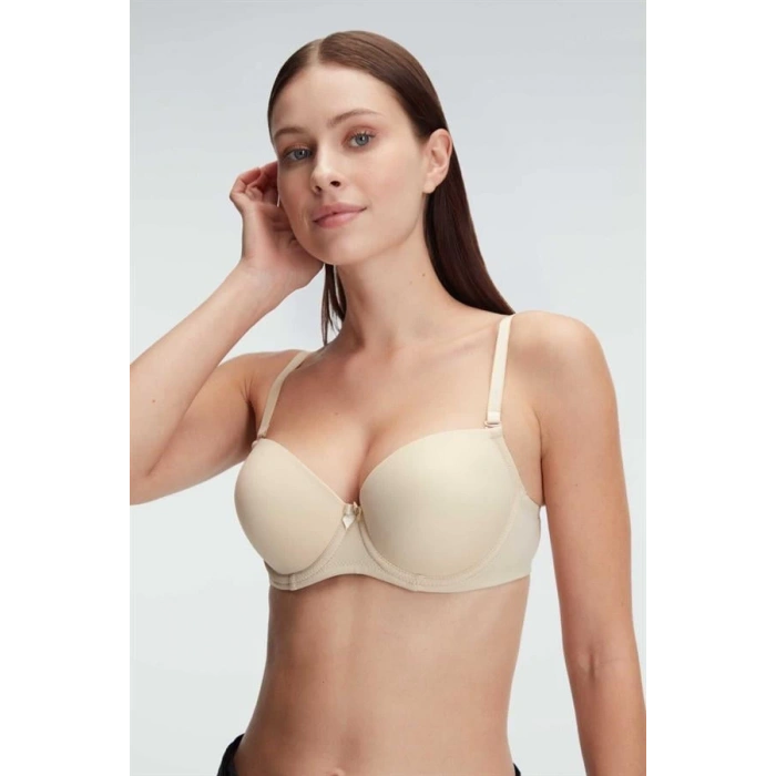 Balenli Destekli Dolgulu Askıları Çıkabilen Günlük Klasik T-Shirt Sütyeni