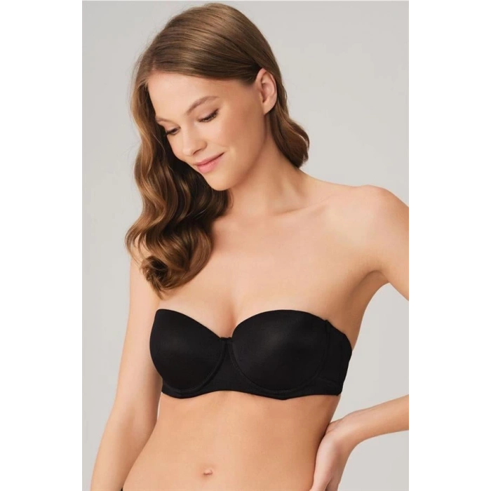 Balenli Destekli Dolgulu Askısız Straplez Günlük Klasik T-Shirt Sütyeni