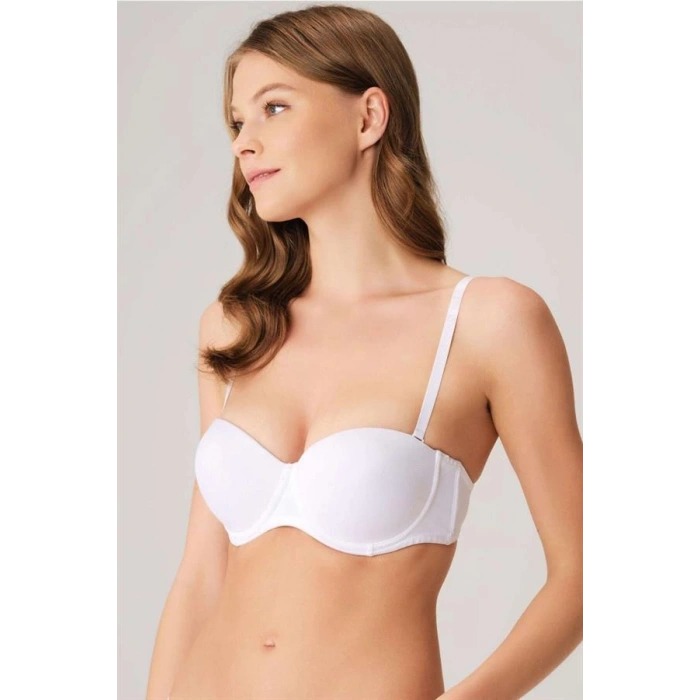 Balenli Destekli Dolgulu Askısız Straplez Günlük Klasik T-Shirt Sütyeni