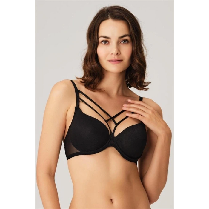 Balenli Desteksiz Dolgusuz Askıları Çıkabilen Yaka Detaylı T-Shirt Sütyeni