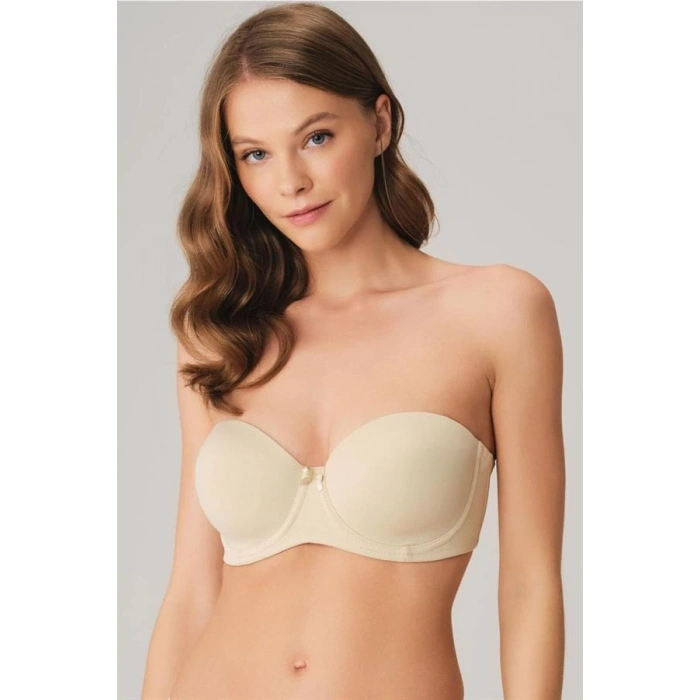 Balenli Desteksiz Dolgusuz Askısız Straplez Yumuşak Süngerli Günlük Klasik T-Shirt Sütyeni