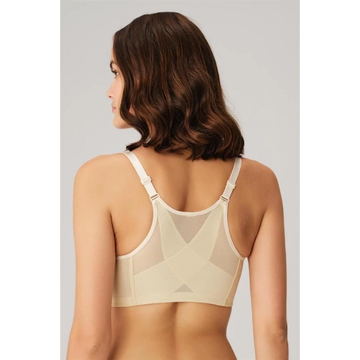 Balensiz Desteksiz Dolgusuz Geniş Askılı Toparlayıcı Önden Açılan Sırt Destekli Küçültücü Sütyen Ten