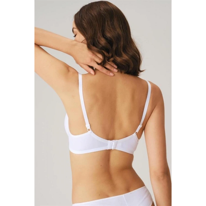 Beyaz Balenli Desteksiz Dolgusuz Askıları Çıkabilen Günlük Klasik T-Shirt Sütyeni