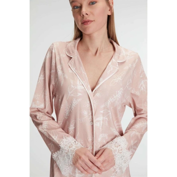 Cotton Modal Uzun Kol Gecelik