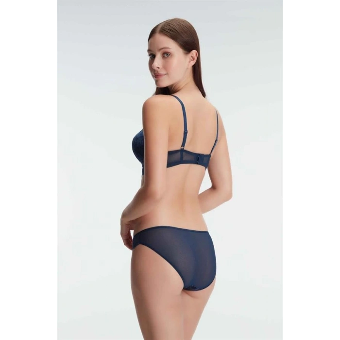 Kadife Balenli Destekli Dolgulu Dantelli Büstiyer Sütyen ve Slip Takım