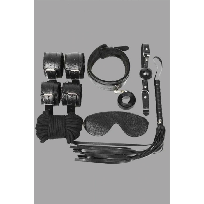 Kol Bacak İp Maske Kelepce Ağız Topu Kople Deri Set