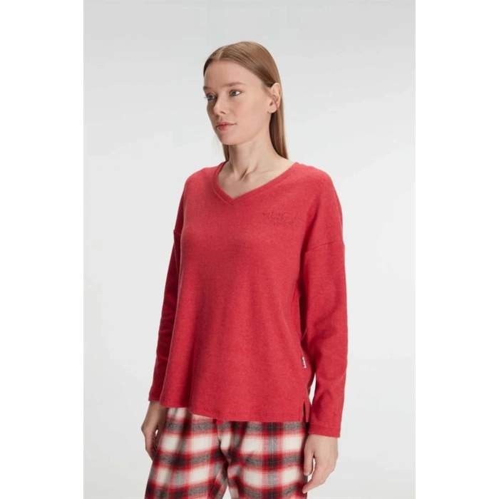 Pamuklu Kışlık Kare Desenli Uzun Kol Pijama Takımı