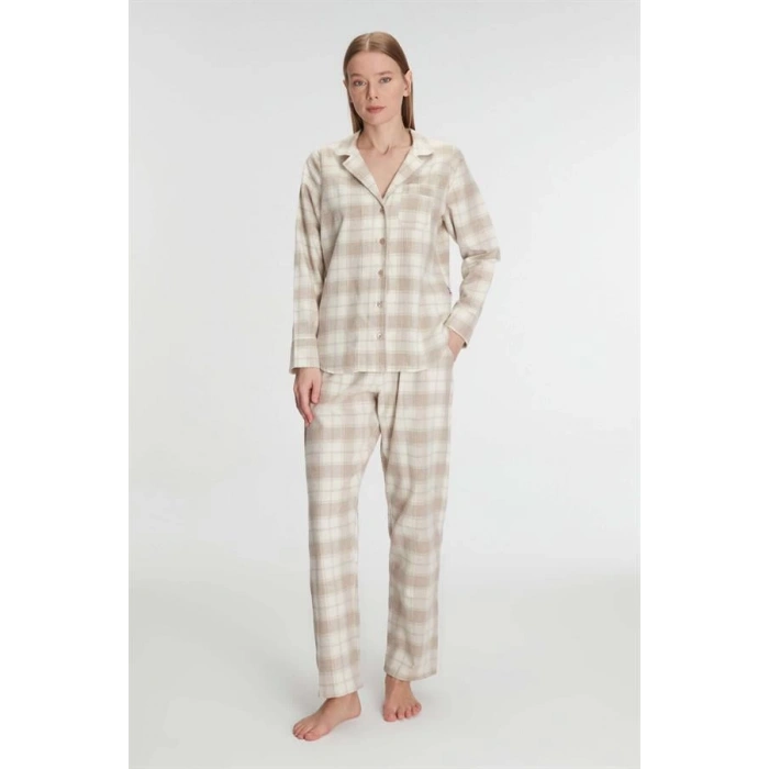 Pamuklu Uzun Kol Gömlek Pantolon Pijama Takımı