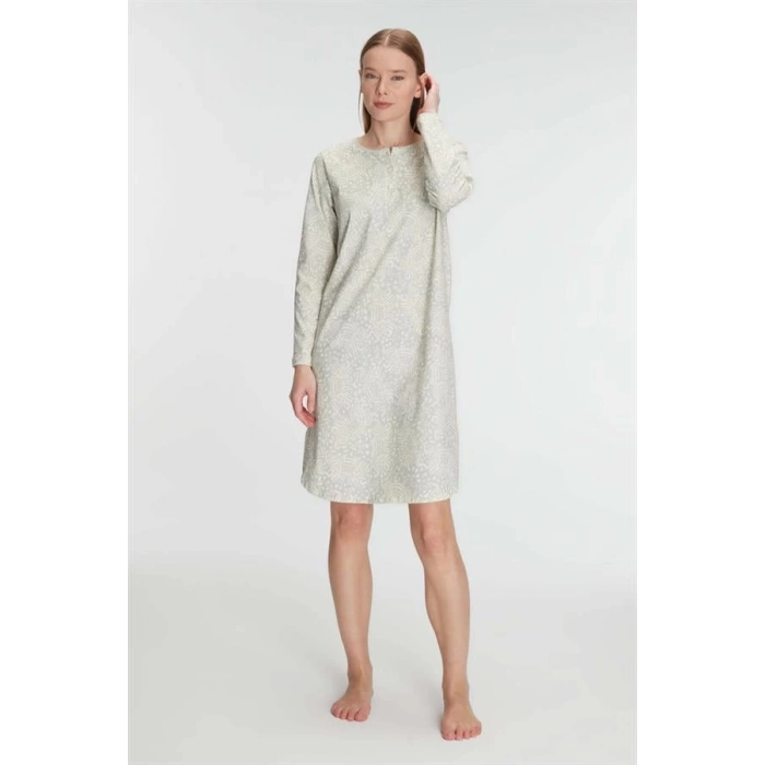 Pamuklu Uzun Kollu Gecelik