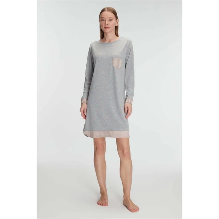 Pamuklu Uzun Kollu Gecelik