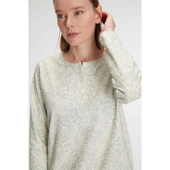 Pamuklu Uzun Kollu Gecelik