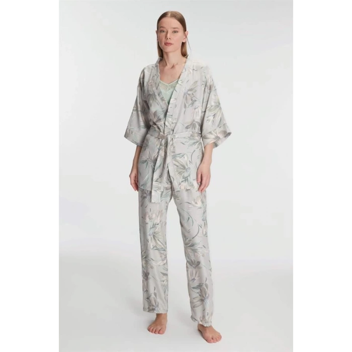 Sabahlık Atlet ve Pantolon Takım Pamuklu Pijama Set