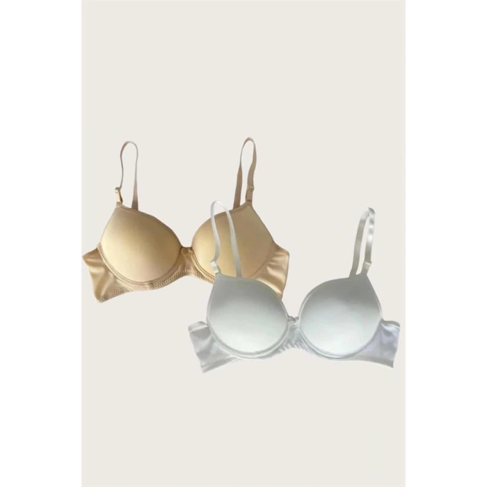 Ten-Beyaz 2li Mikro Kumaş İçi Boş Balenli Günlük Desteksiz Sütyen