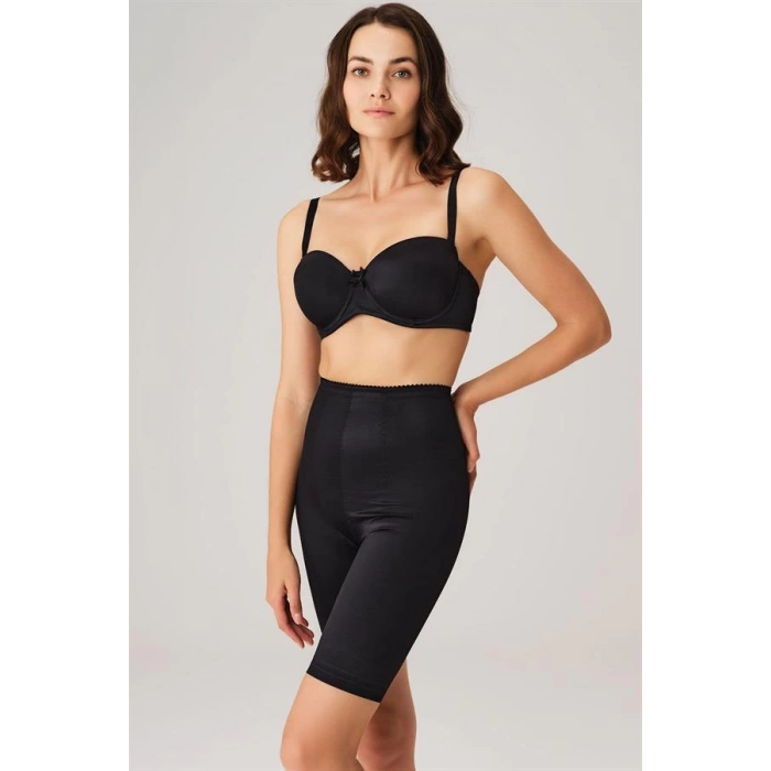 Toparlayıcı Bel ve Bacak İnceltici Dikişli Uzun Paçalı Orta Bel Sıkı Şort Korse