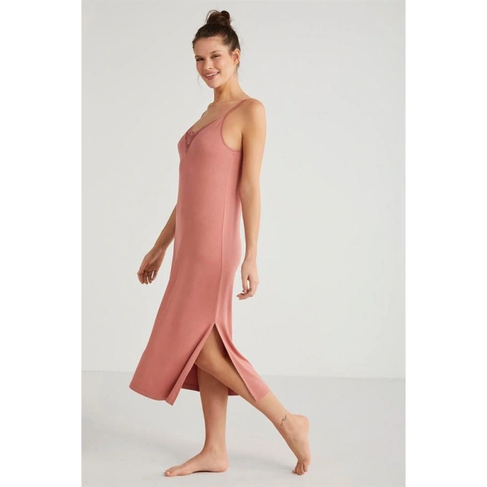 Catherines %100  Viskon Çiçek Desen 2li Sabahlık Gecelik Takımı