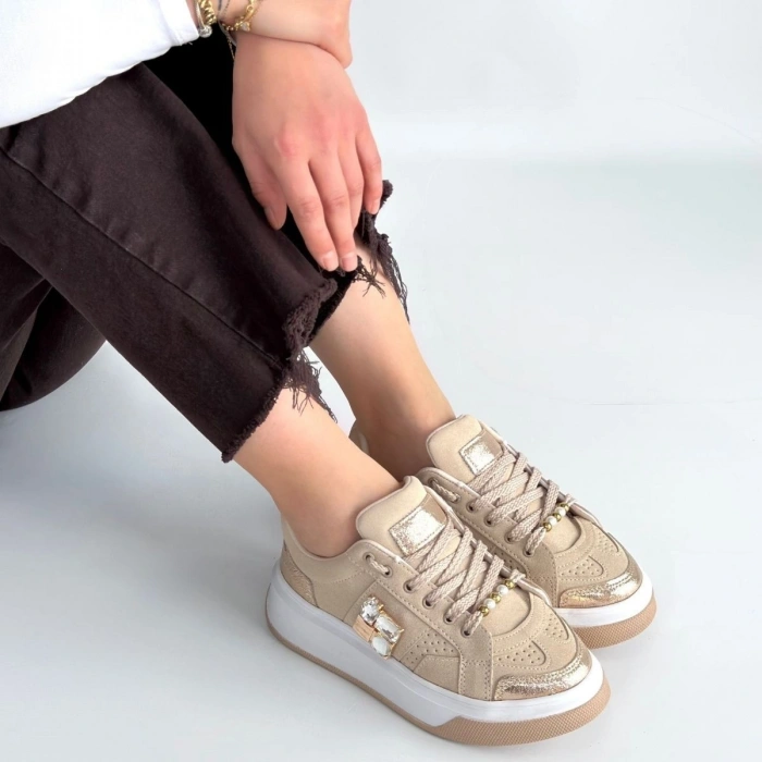 Ceans Bej Süet Bağcıklı Spor Ayakkabı