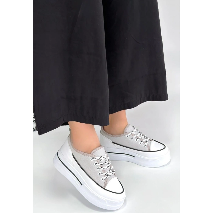 Dalen Gri Keten Bağcıklı Spor Ayakkabı