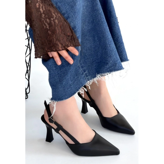 Hoost Siyah Cilt Topuklu Ayakkabı