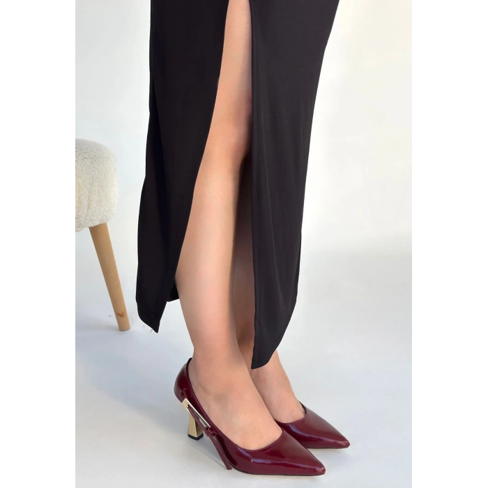 İnja Bordo Rugan Topuklu Ayakkabı