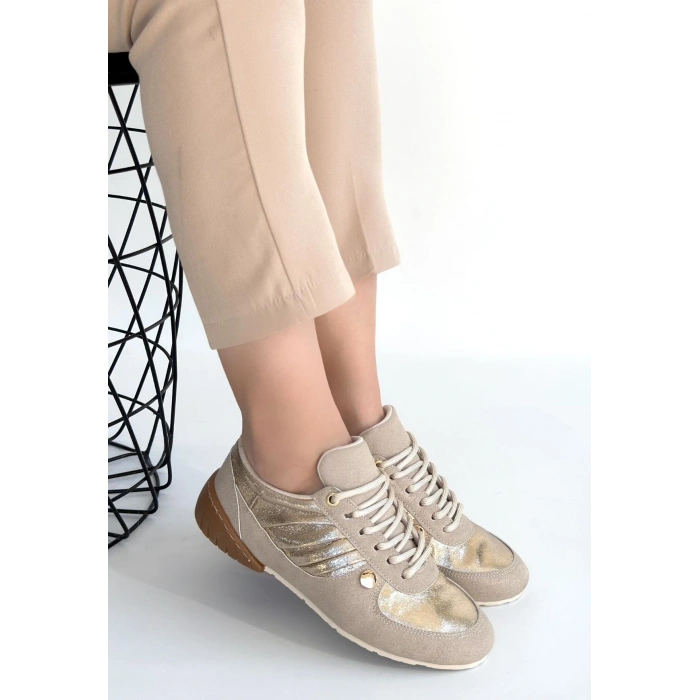 Jawen Bej Nubuk Gold Detaylı Spor Ayakkabı