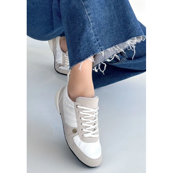 Jawen Gri Nubuk Beyaz Detaylı Spor Ayakkabı