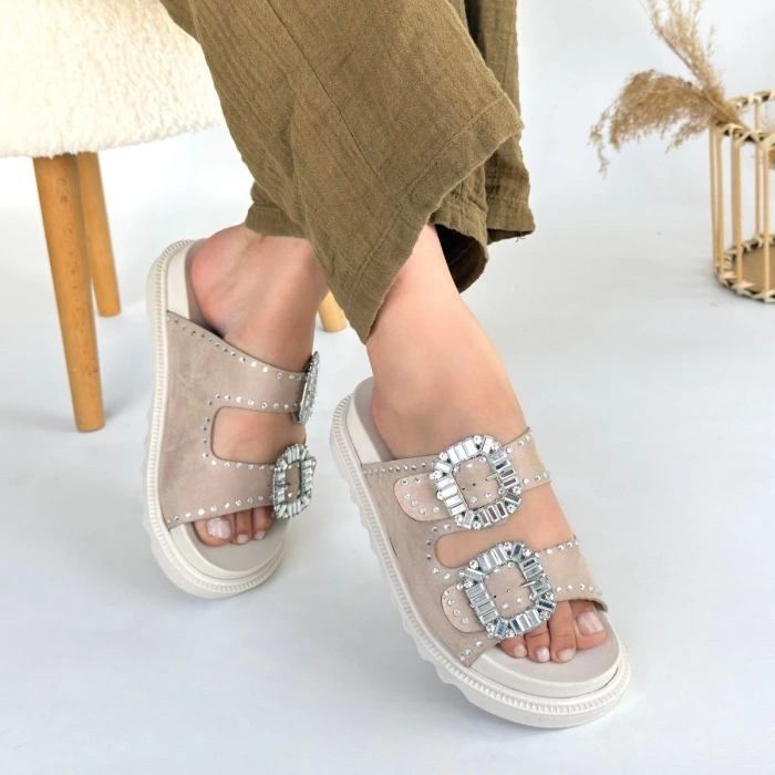 Juana Bej Nubuk Taşlı Terlik