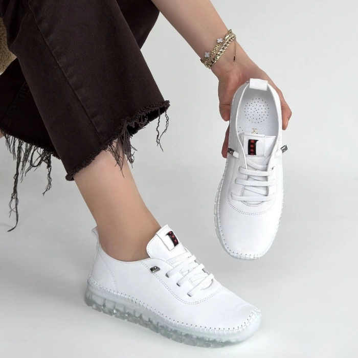 Kitta Beyaz Deri Bağcıklı Spor Ayakkabı