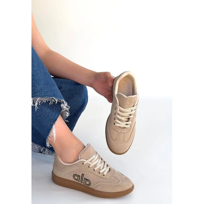 Lendo Bej Süet Bağcıklı Spor Ayakkabı