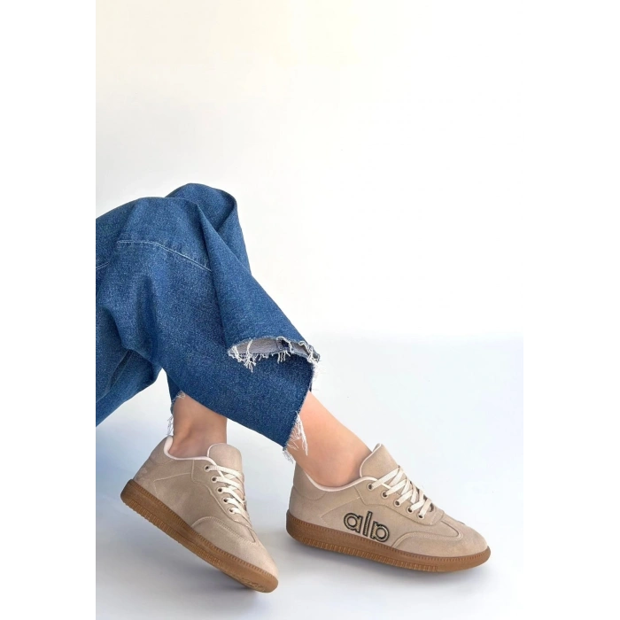 Lendo Bej Süet Bağcıklı Spor Ayakkabı