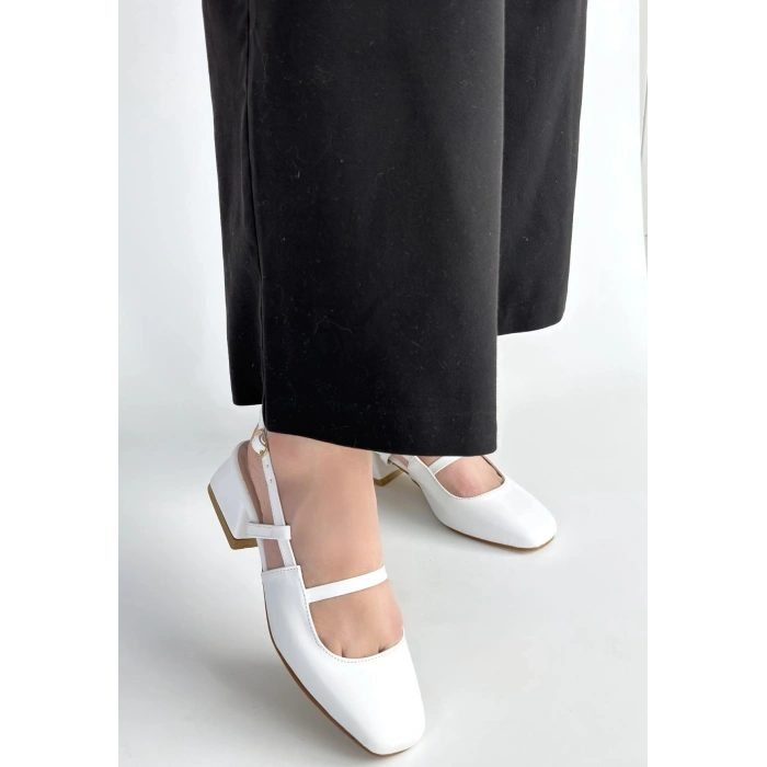 Liva Beyaz Cilt Topuklu Ayakkabı