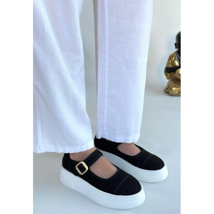 Lunni Siyah Keten Spor Ayakkabı