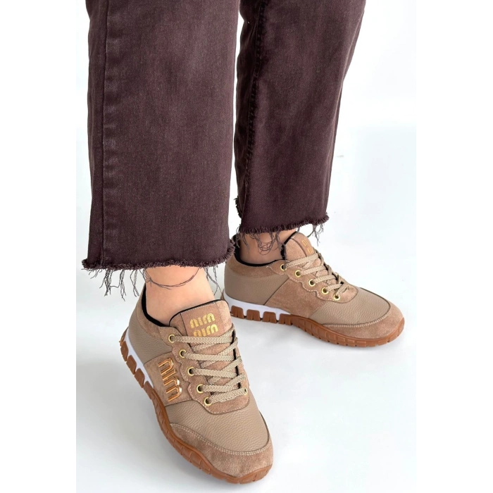 Marje Vizon Cilt Bağcıklı Spor Ayakkabı