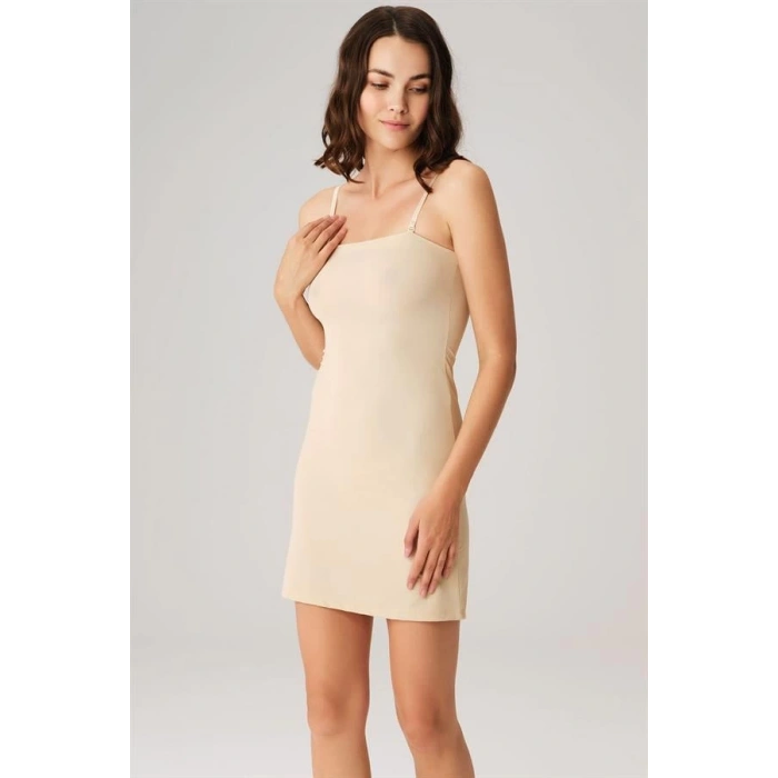 Mikropolyamid Kumaşlı Askıları Çıkabilen Straplez Kısa Elbise Altı Kombinezon