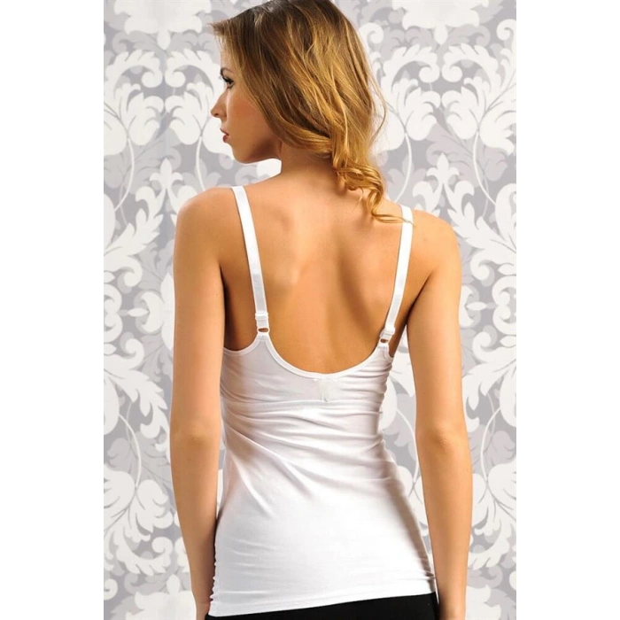 Modal Pamuklu Lohusa Önden Açılan Beyaz Emzirme Atleti