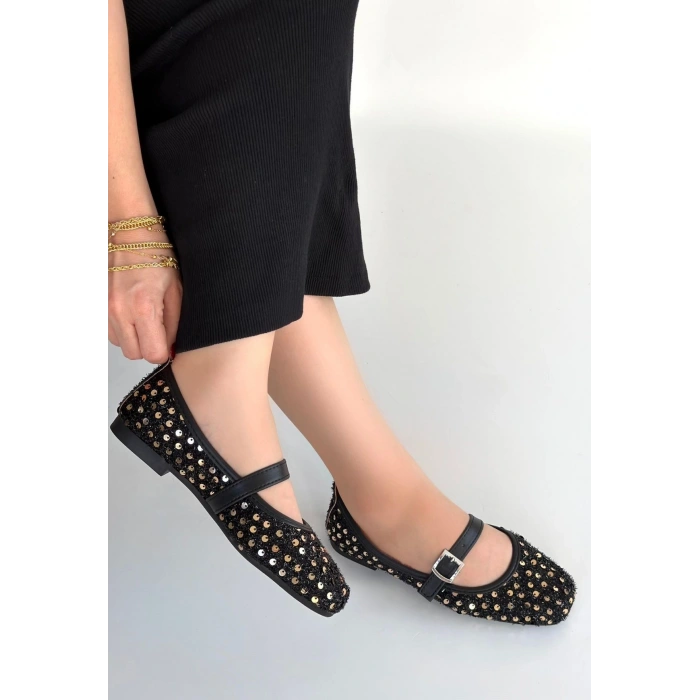 Moden Siyah Süet Babae Ayakkabı