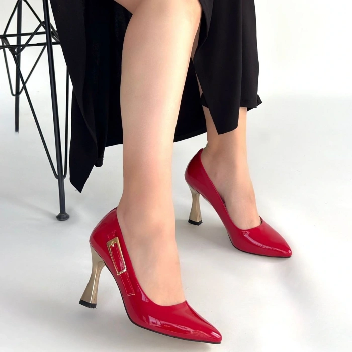 Motya Kırmızı Rugan Topuklu Ayakkabı