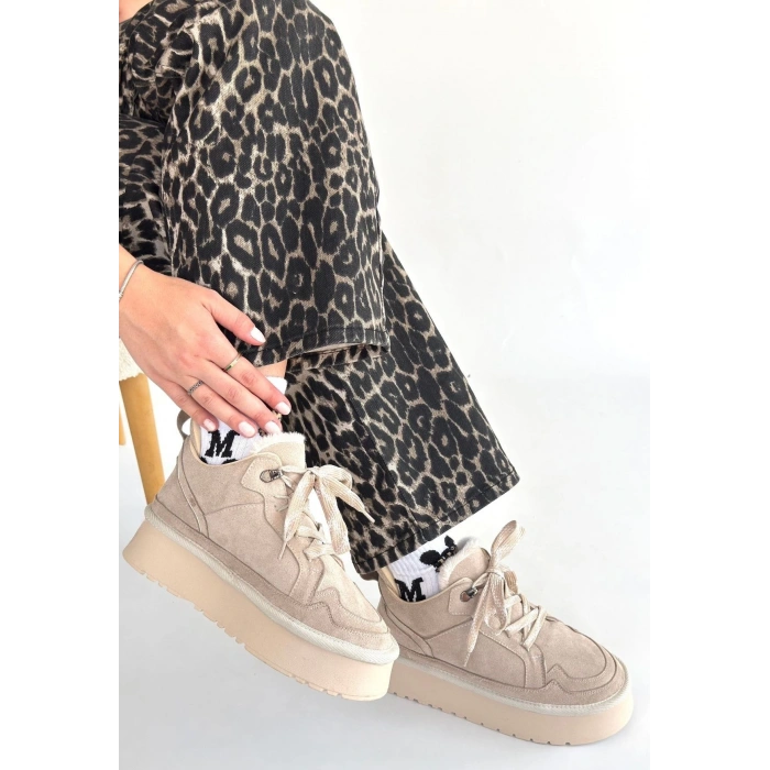 Muden Bej Süet Bağcıklı Bot