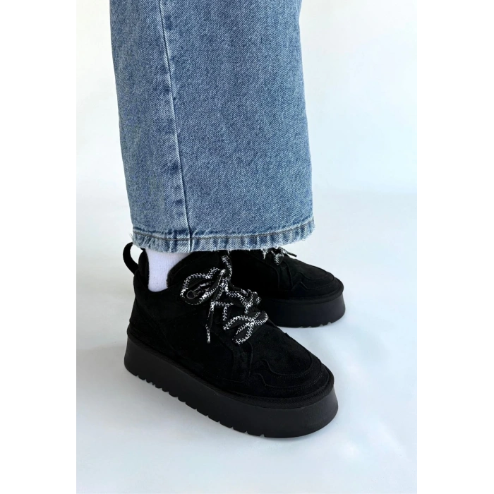 Muden Siyah Süet Bağcıklı Bot